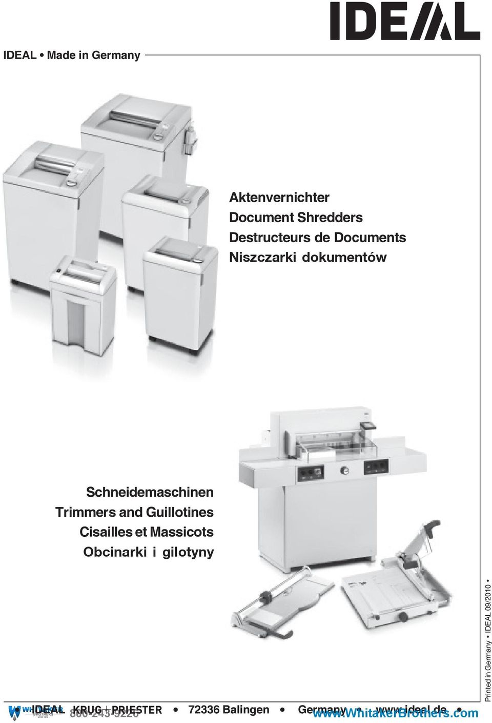 IDEAL 09/2010 Schneidemaschinen Trimmers and Guillotines Cisailles