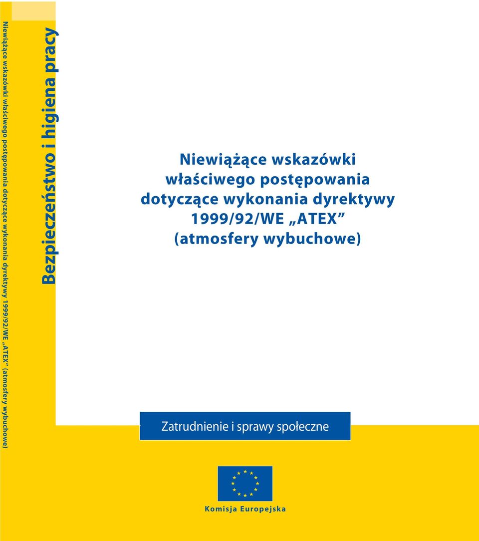 1999/92/WE ATEX (atmsfery wybuchwe) Zatrudnienie i sprawy spłeczne