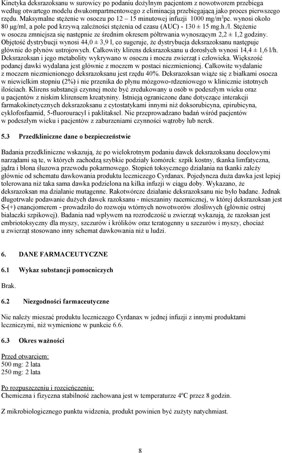 Stężenie w osoczu zmniejsza się następnie ze średnim okresem półtrwania wynoszącym 2,2 ± 1,2 godziny.