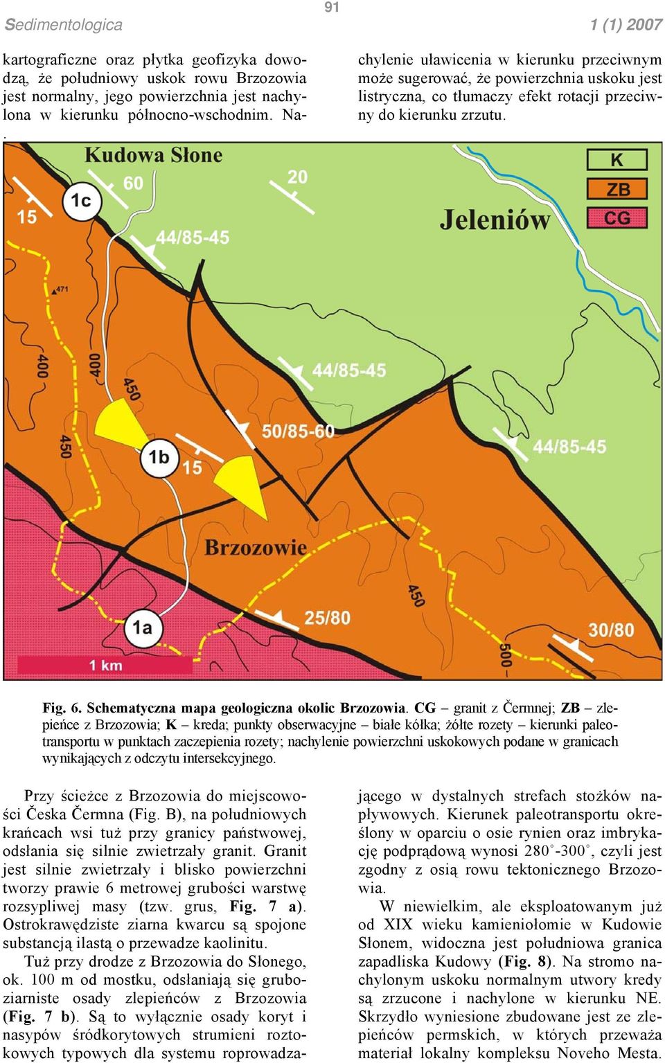 Schematyczna mapa geologiczna okolic Brzozowia.