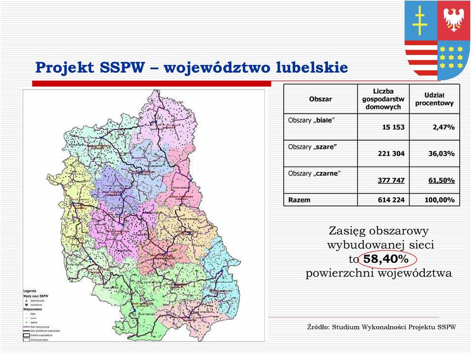 czarne 377 747 61,50% Razem 614 224 100,00% Zasięg obszarowy wybudowanej