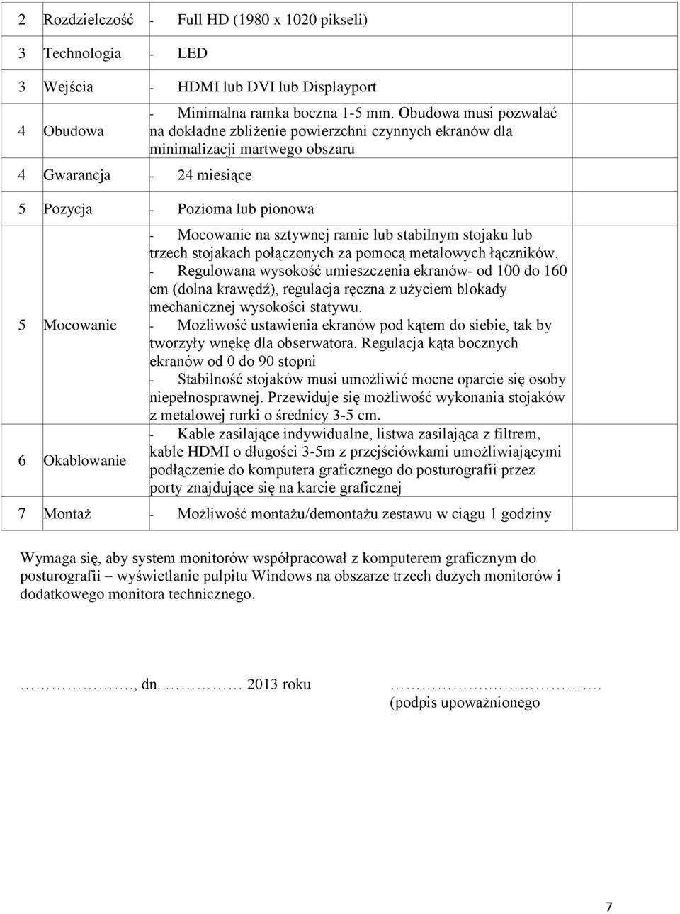 stabilnym stojaku lub trzech stojakach połączonych za pomocą metalowych łączników.