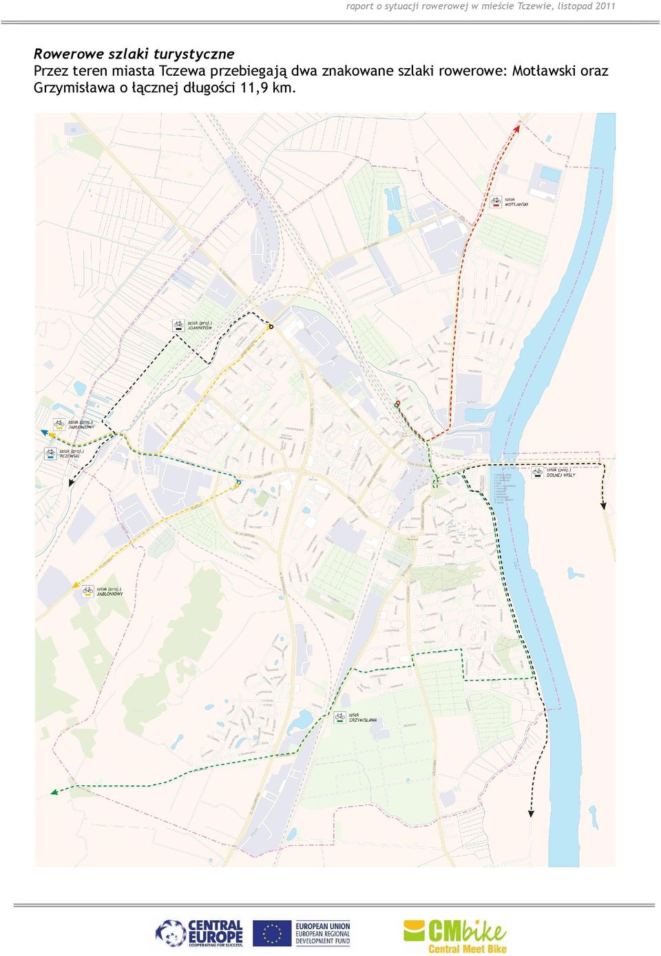 znakowane szlaki rowerowe: Motławski