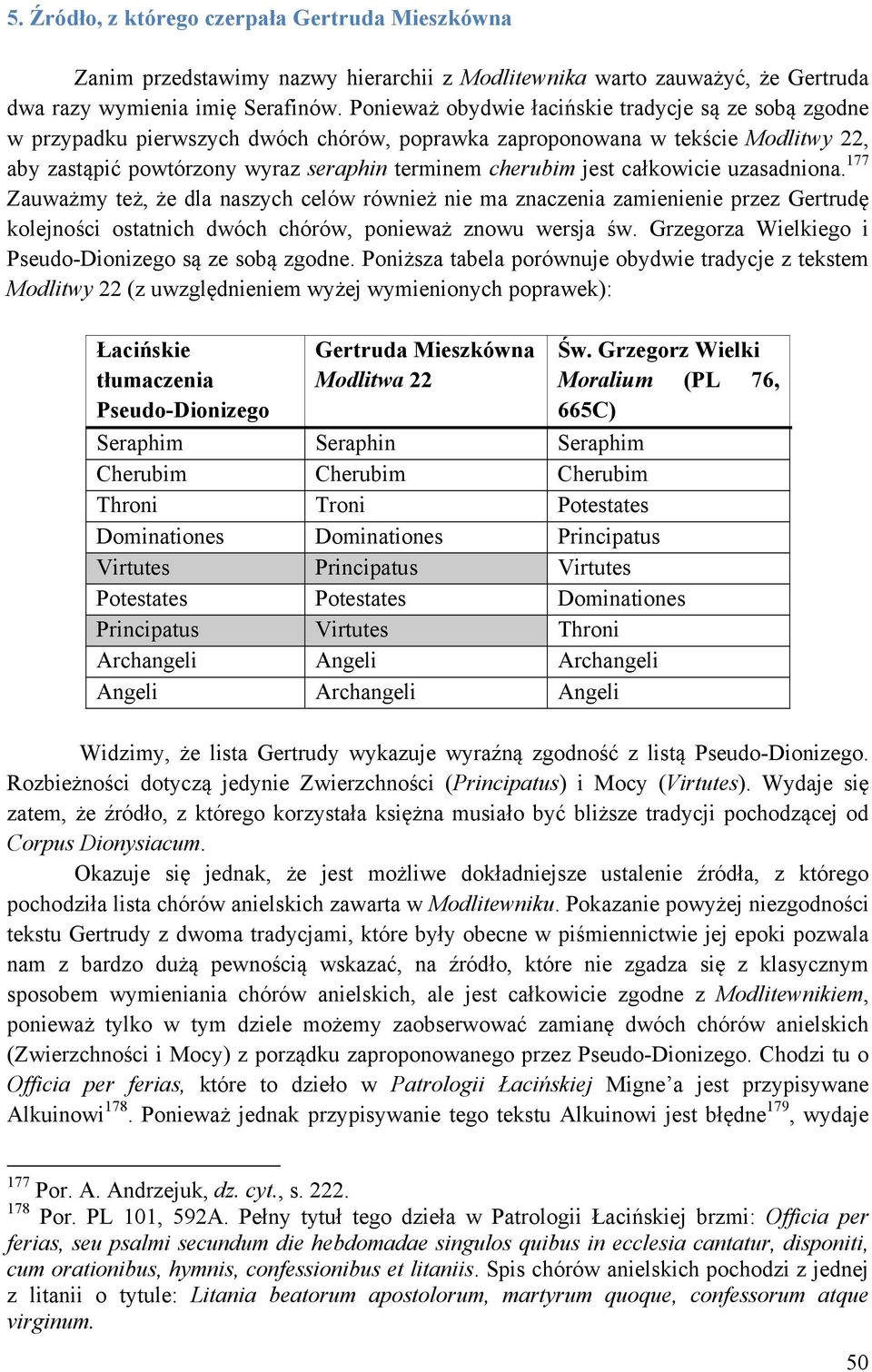 całkowicie uzasadniona. 177 Zauważmy też, że dla naszych celów również nie ma znaczenia zamienienie przez Gertrudę kolejności ostatnich dwóch chórów, ponieważ znowu wersja św.