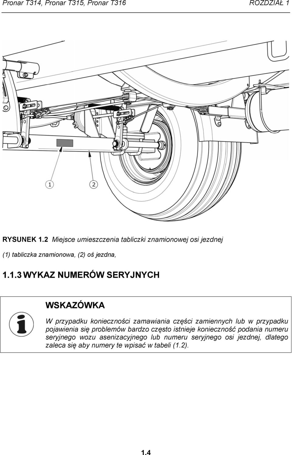 tabliczka znamionowa, (2) oś jezdna, 1.