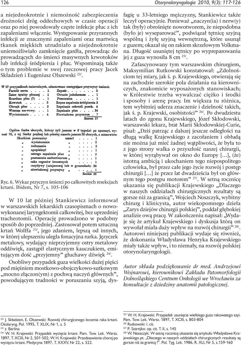 Występowanie przyrannych infekcji ze znacznymi zapaleniami oraz martwicą tkanek miękkich utrudniało a niejednokrotnie uniemożliwiało zamknięcie gardła, prowadząc do prowadzących do śmierci masywnych