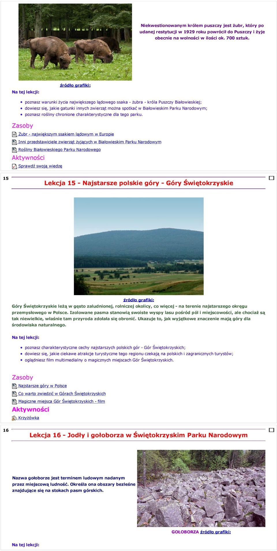 chronione charakterystyczne dla tego parku.