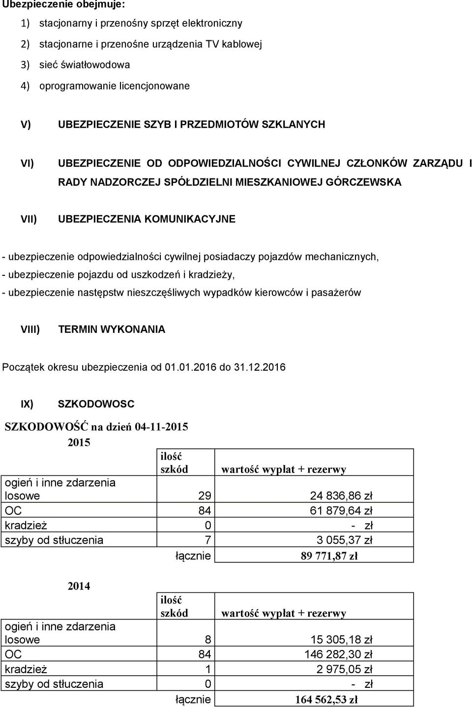 odpowiedzialności cywilnej posiadaczy pojazdów mechanicznych, - ubezpieczenie pojazdu od uszkodzeń i kradzieży, - ubezpieczenie następstw nieszczęśliwych wypadków kierowców i pasażerów VIII) TERMIN