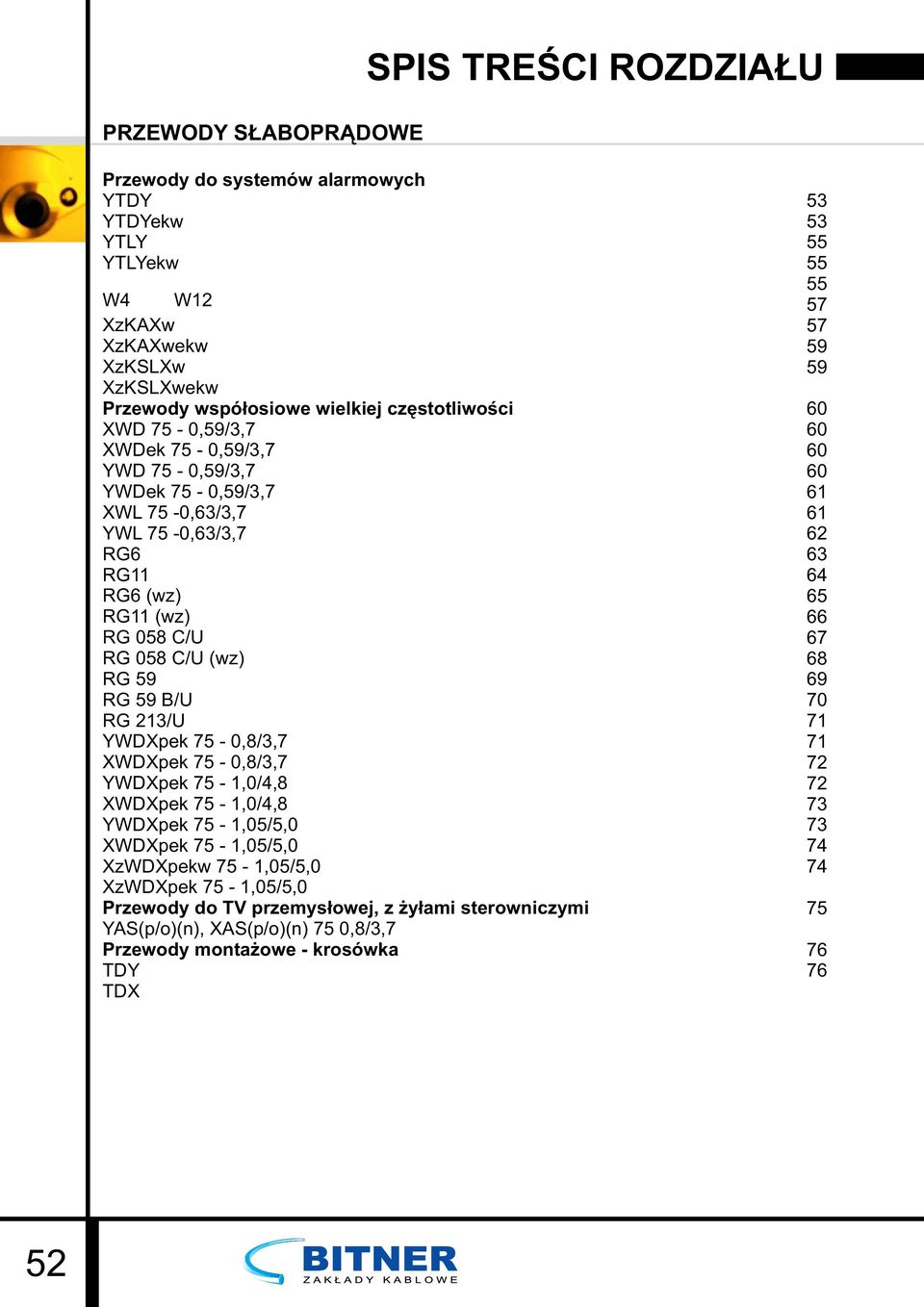 XWDXpek 75-0,8/3,7 YWDXpek 75-1,0/4,8 XWDXpek 75-1,0/4,8 YWDXpek 75-1,05/5,0 XWDXpek 75-1,05/5,0 XzWDXpekw 75-1,05/5,0 XzWDXpek 75-1,05/5,0 Przewody do TV przemysłowej, z żyłami