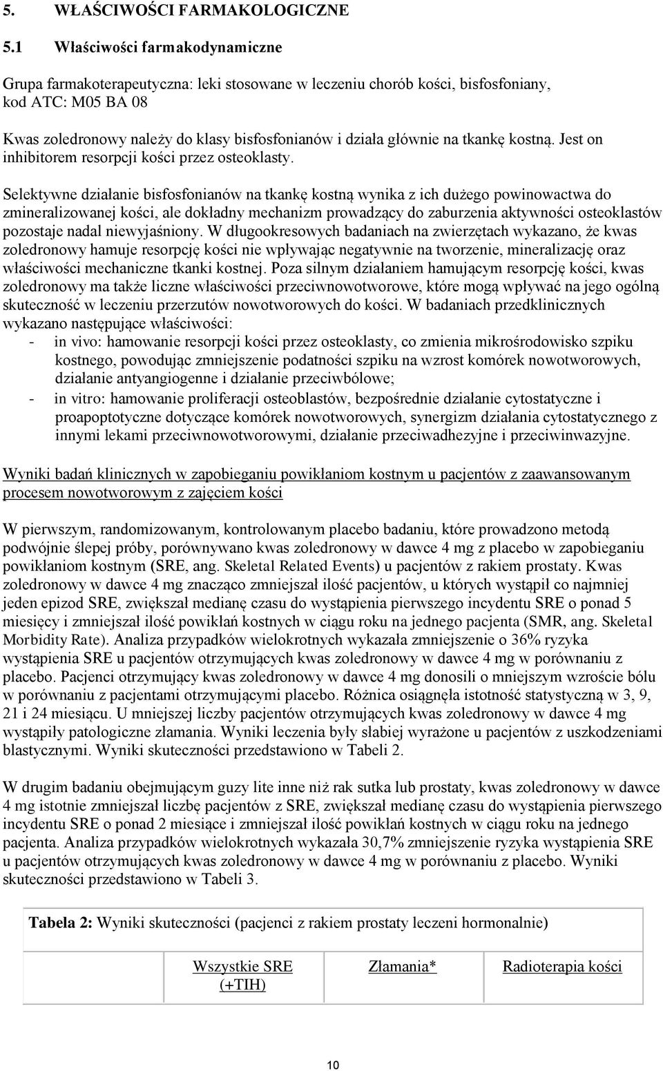 na tkankę kostną. Jest on inhibitorem resorpcji kości przez osteoklasty.