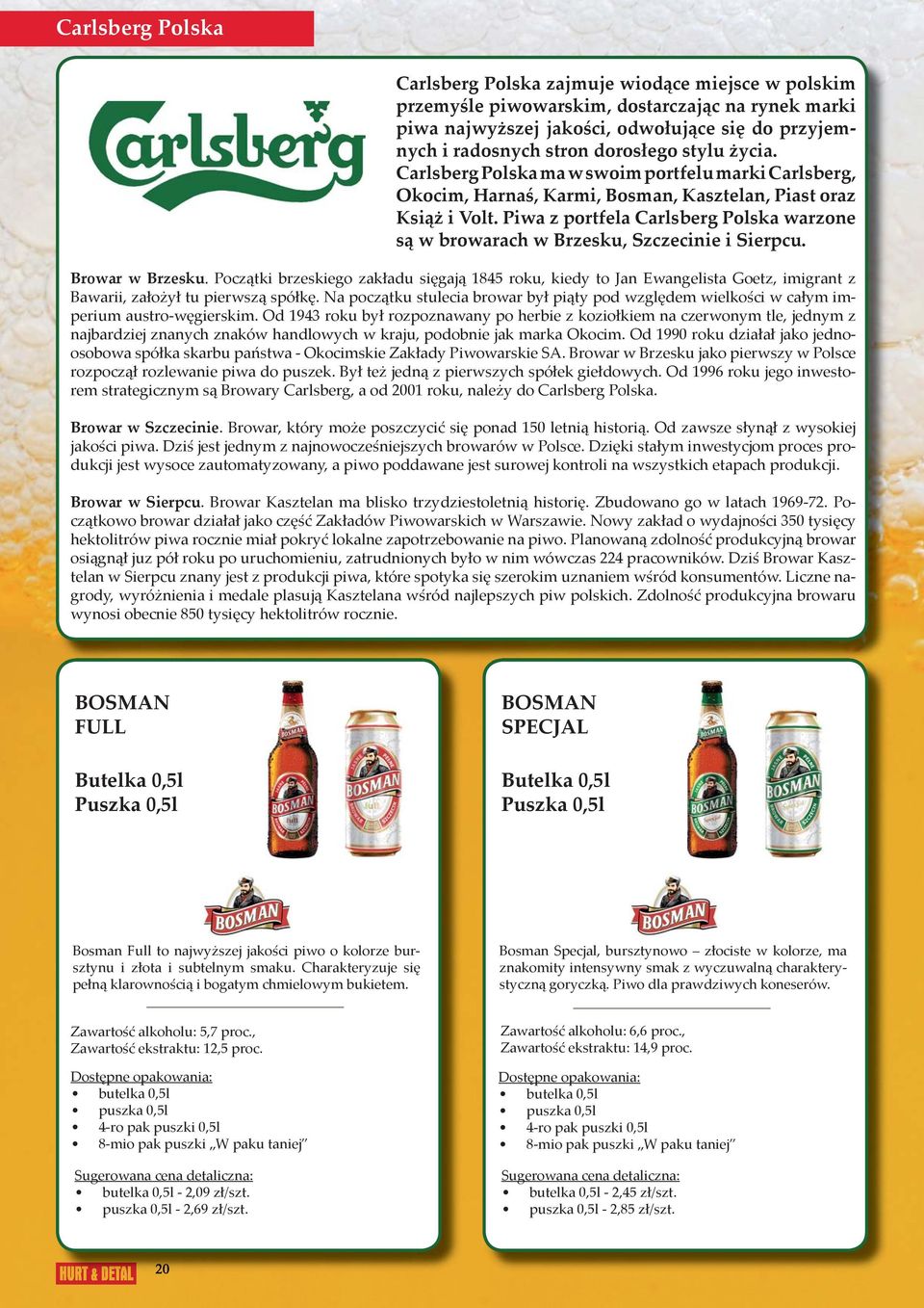 Piwa z portfela Carlsberg Polska warzone są w browarach w Brzesku, Szczecinie i Sierpcu. Browar w Brzesku.