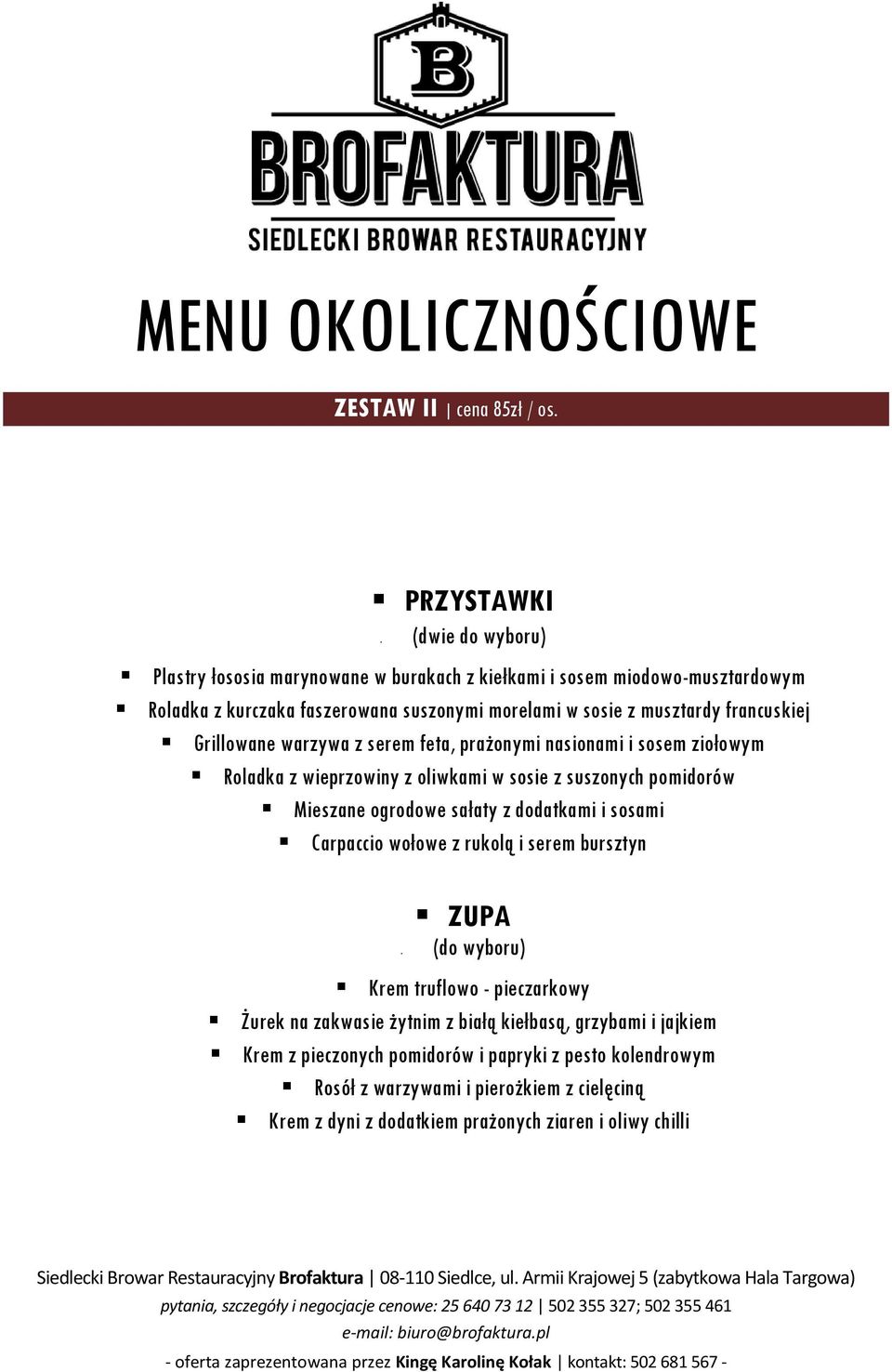 francuskiej Grillowane warzywa z serem feta, prażonymi nasionami i sosem ziołowym Roladka z wieprzowiny z oliwkami w sosie z suszonych pomidorów Mieszane ogrodowe