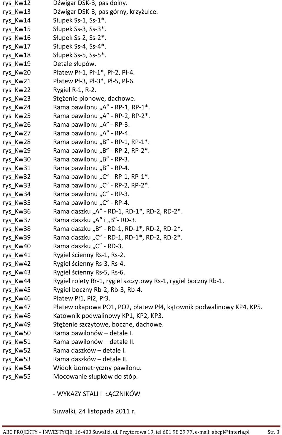 rys_kw24 Rama pawilonu A - RP-1, RP-1*. rys_kw25 Rama pawilonu A - RP-2, RP-2*. rys_kw26 Rama pawilonu A - RP-3. rys_kw27 Rama pawilonu A - RP-4. rys_kw28 Rama pawilonu B - RP-1, RP-1*.