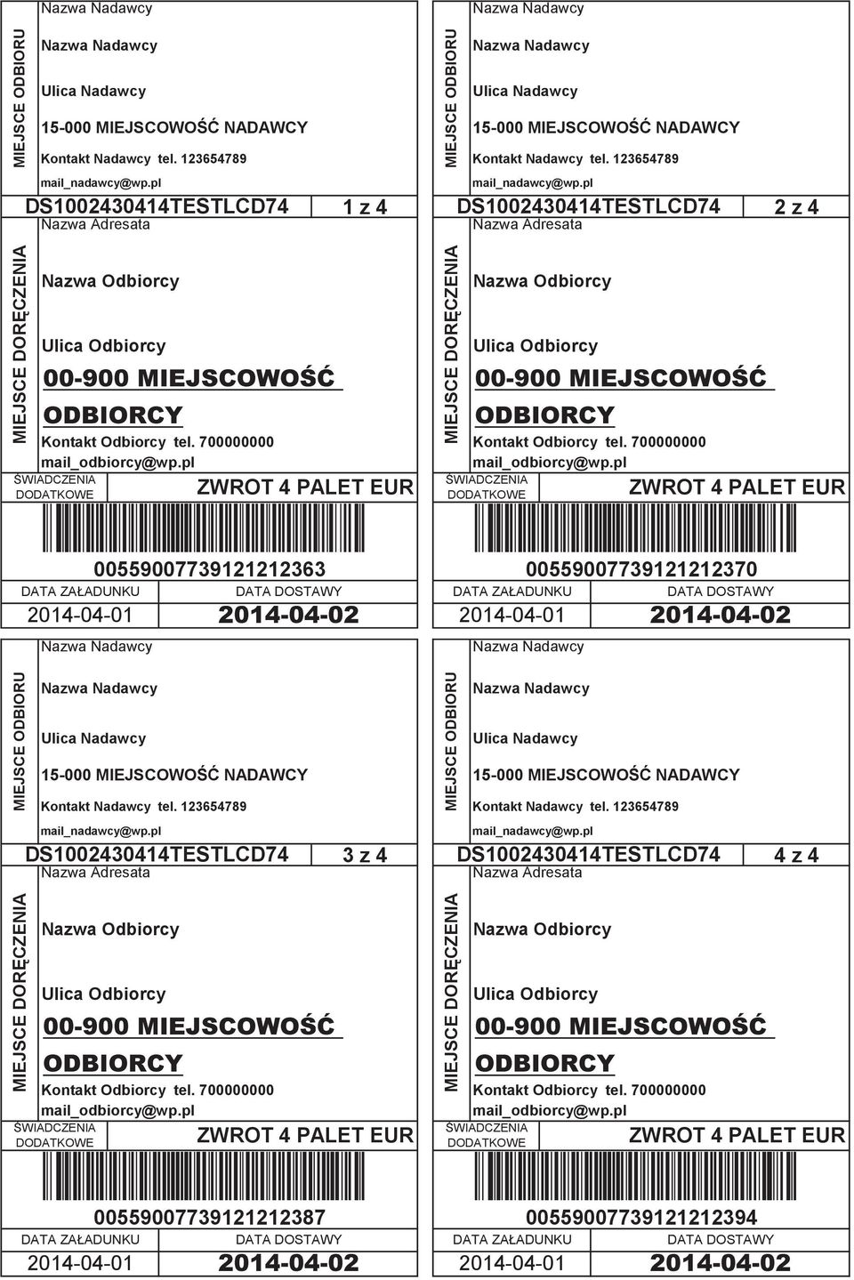 Ś lica dbiorcy %~ 0-0-0 0-0-0 azwa adawcy a~ 0-0-0 azwa adawcy 0-0-0 azwa adawcy lica adawcy ŚĆ ontakt adawcy tel.