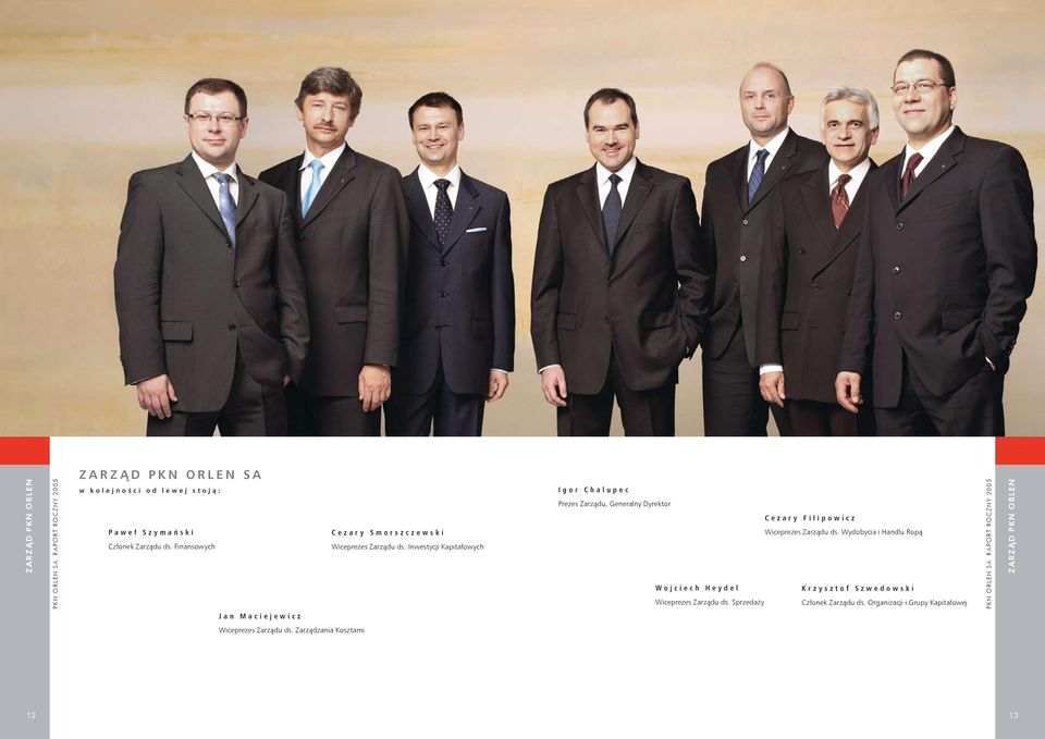 Zarządzania Kosztami I g o r C h a l u p e c Prezes Zarządu, Generalny Dyrektor C e z a r y F i l i p o w i c z Wiceprezes Zarządu ds.