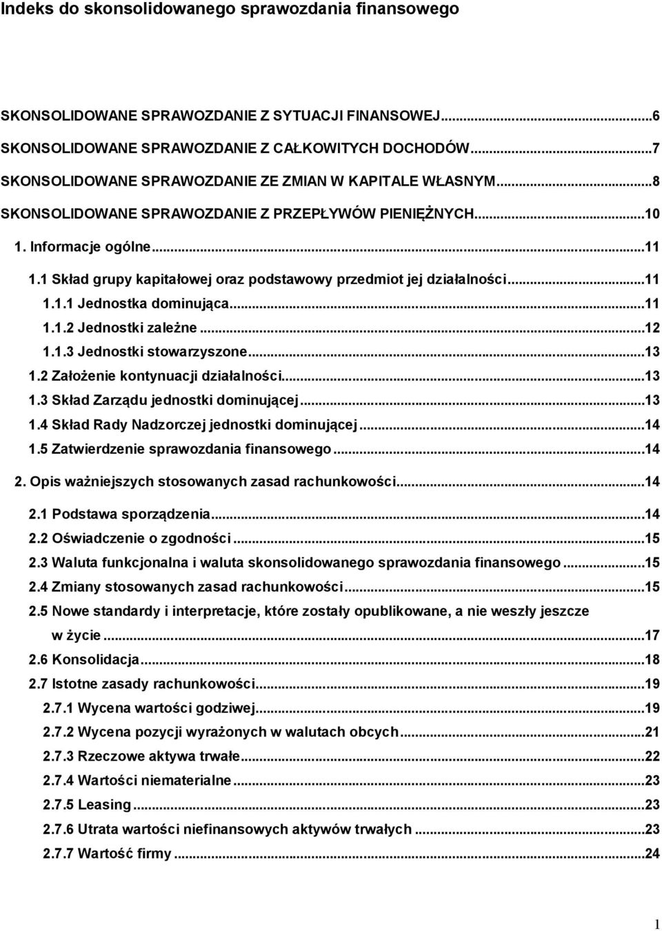 1 Skład grupy kapitałowej oraz podstawowy przedmiot jej działalności...11 1.1.1 Jednostka dominująca...11 1.1.2 Jednostki zależne...12 1.1.3 Jednostki stowarzyszone...13 1.