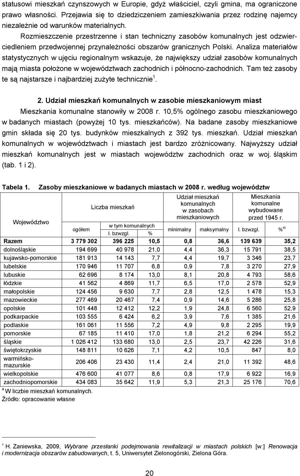 Rozmieszczenie przestrzenne i stan techniczny zasobów komunalnych jest odzwierciedleniem przedwojennej przynależności obszarów granicznych Polski.
