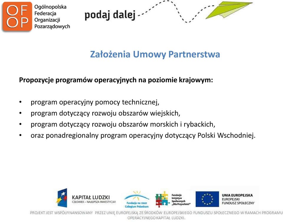 rozwoju obszarów wiejskich, program dotyczący rozwoju obszarów morskich i