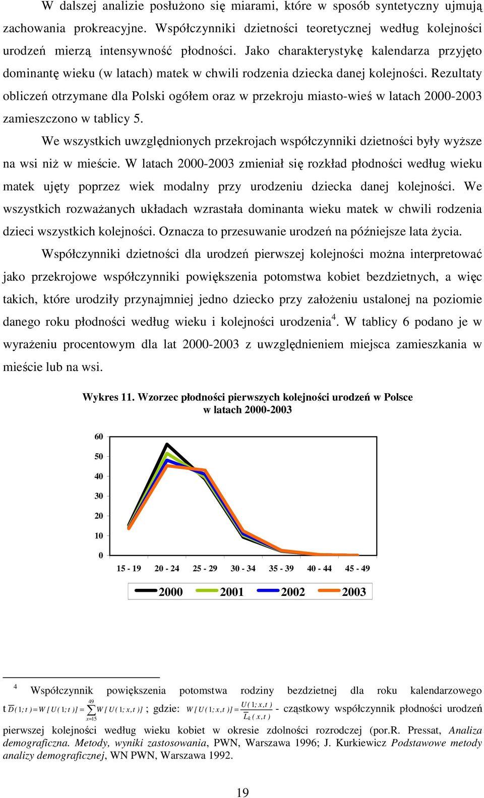 Rezultaty obliczeń otrzymane dla Polski ogółem oraz w przekroju miasto-wieś w latach 2000-2003 zamieszczono w tablicy 5.