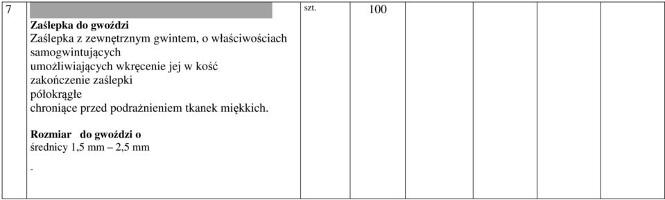 w kość zakończenie zaślepki półokrągłe chroniące przed
