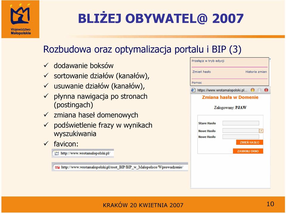 nawigacja po stronach (postingach) zmiana haseł domenowych
