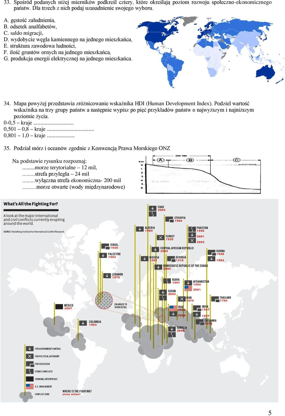 produkcja energii elektrycznej na jednego mieszkańca. 34. Mapa powyżej przedstawia zróżnicowanie wskaźnika HDI (Human Development Index).