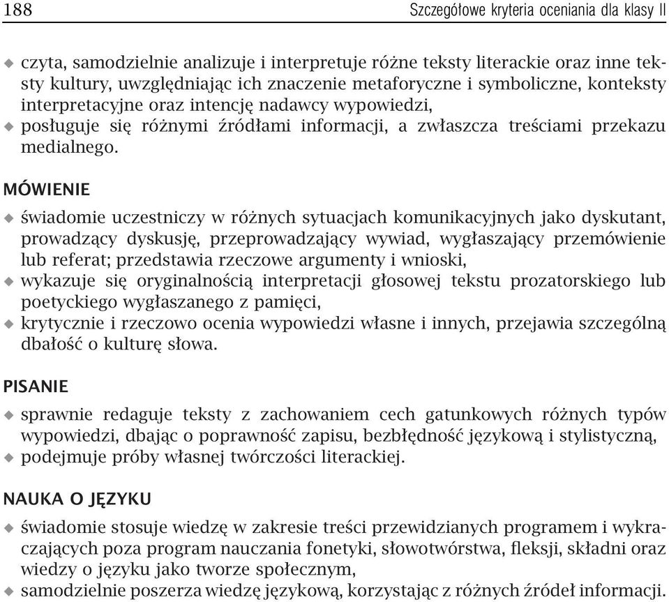 MÓWIENIE świadomie uczestniczy w różnych sytuacjach komunikacyjnych jako dyskutant, prowadzący dyskusję, przeprowadzający wywiad, wygłaszający przemówienie lub referat; przedstawia rzeczowe argumenty