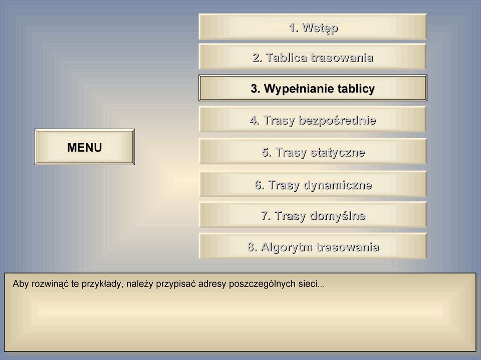 Trasy dynamiczne 7. Trasy domyślne 8.