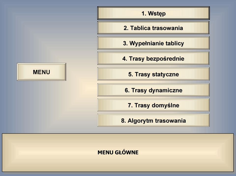 Trasy bezpośrednie MENU 5.