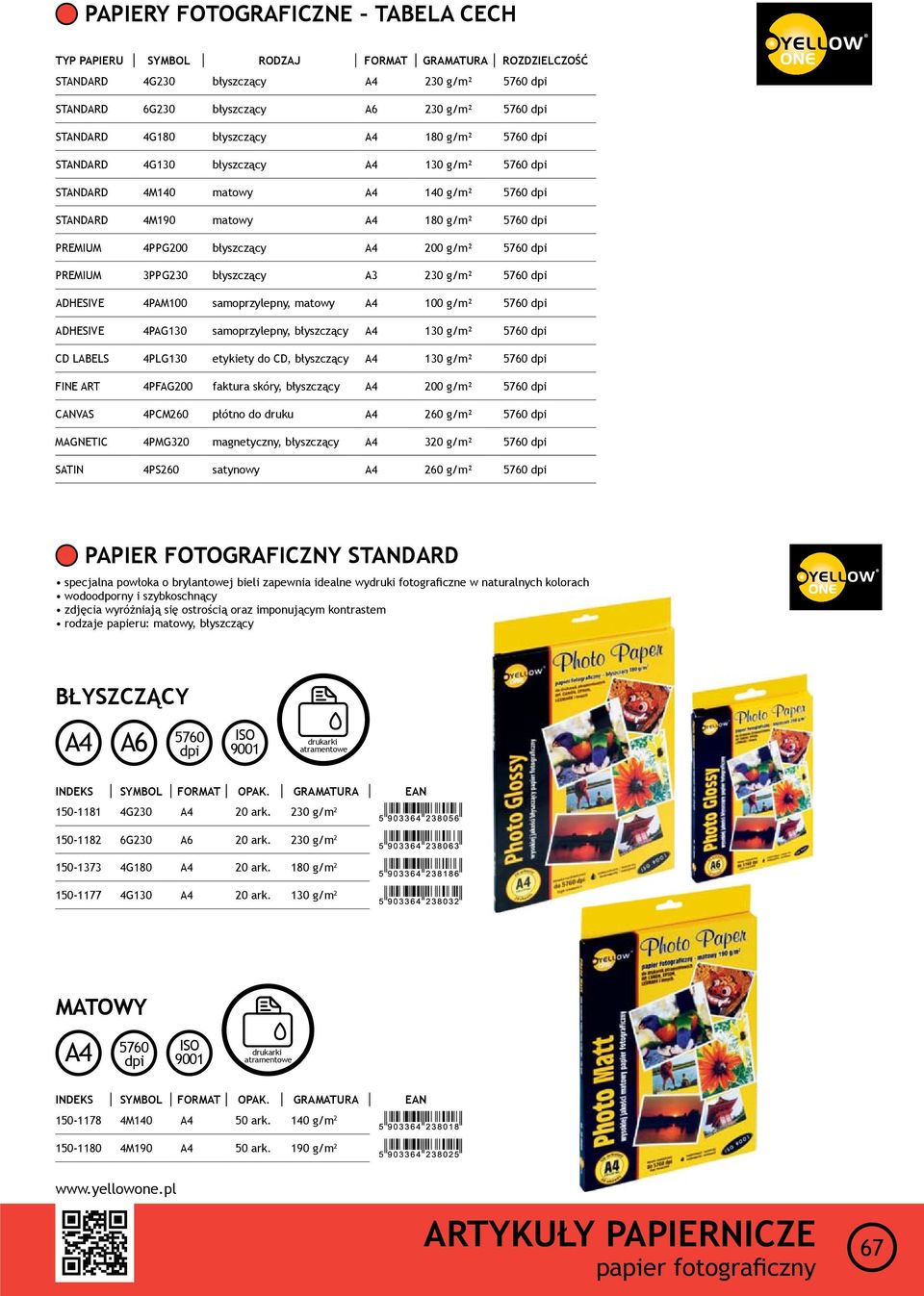 samoprzylepny, matowy 100 g/m² ADHESIVE 4PAG130 samoprzylepny, błyszczący 130 g/m² CD LABELS 4PLG130 etykiety do CD, błyszczący 130 g/m² FINE ART 4PFAG200 faktura skóry, błyszczący 200 g/m² CANVAS