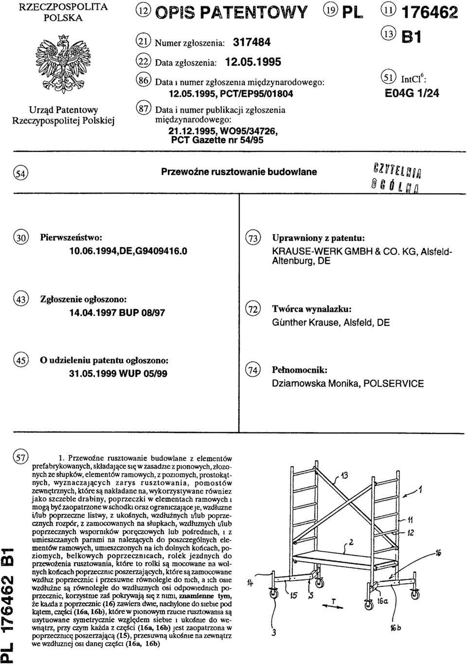 05.1995, PCT/EP95/01804 (87) Data i numer publikacji zgłoszenia międzynarodowego: 21.12.