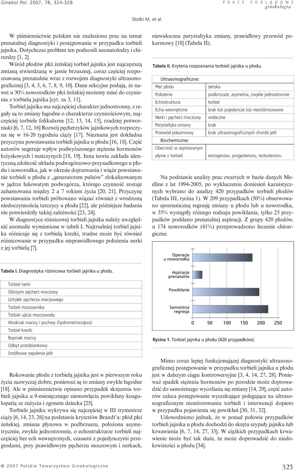WÊród p odów p ci eƒskiej torbiel jajnika jest najcz stszà zmianà stwierdzanà w jamie brzusznej, coraz cz Êciej rozpoznawanà prenatalnie wraz z rozwojem diagnostyki ultrasonograficznej [3, 4, 5, 6,