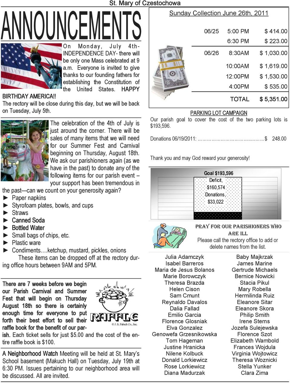 ! The rectory will be close during this day, but we will be back on Tuesday, July 5th. The celebration of the 4th of July is just around the corner.