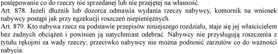 niepieniężnych. Art. 879.