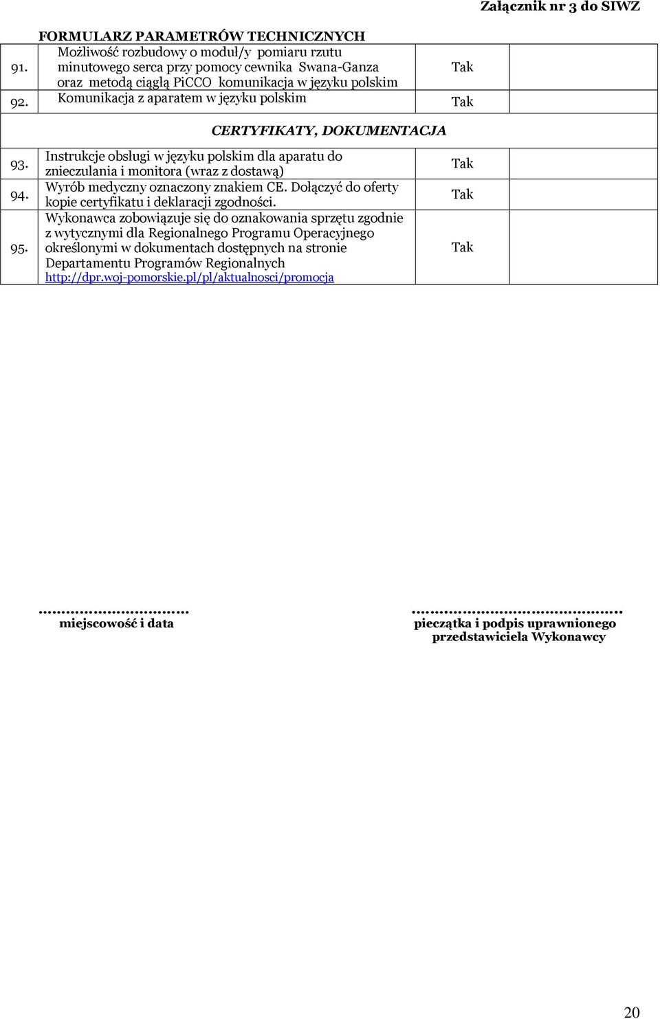 Komunikacja z aparatem w języku polskim CERTYFIKATY, DOKUMENTACJA 93. 94. 95.