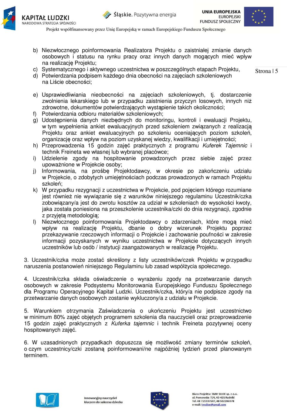 na zajęciach szkoleniowych, tj.
