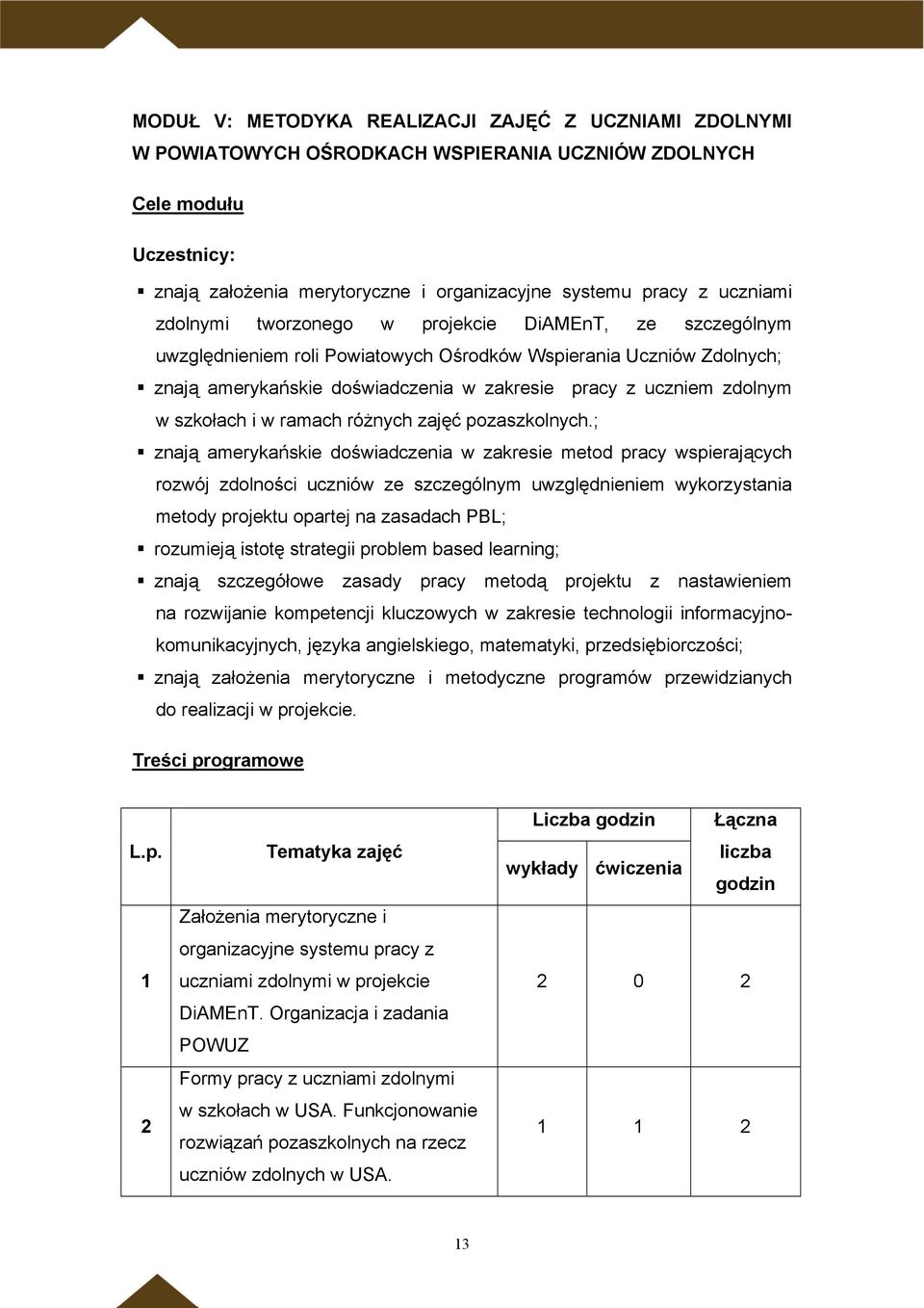 zdolnym w szkołach i w ramach różnych zajęć pozaszkolnych.