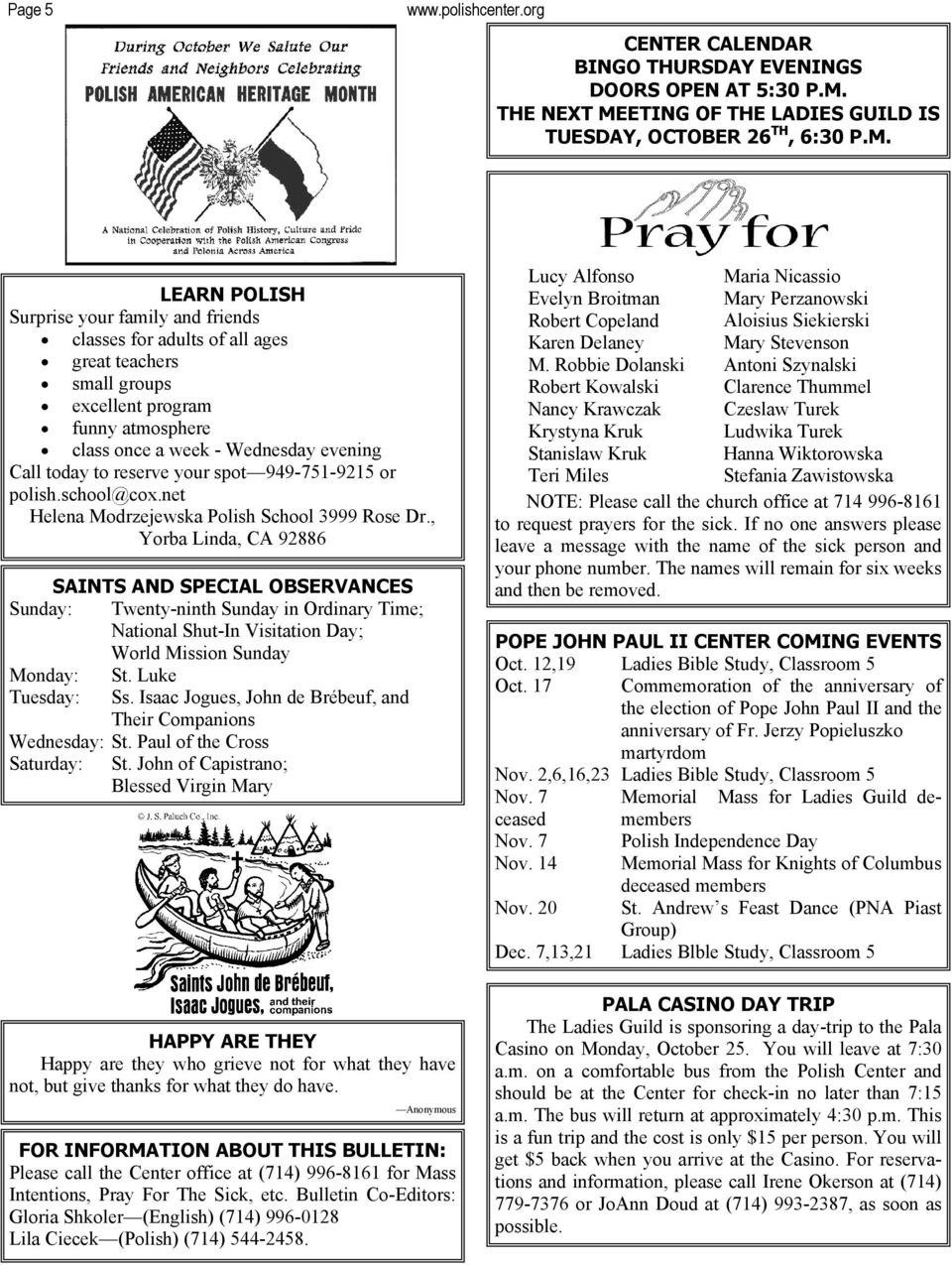 ETING OF THE LADIES GUILD IS TUESDAY, OCTOBER 26 TH, 6:30 P.M.