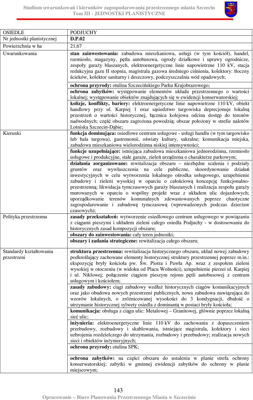 blaszanych, elektroenergetyczne linie napowietrzne 110 kv, stacja redukcyjna gazu II stopnia, magistrala gazowa średniego ciśnienia, kolektory: tłoczny ścieków, kolektor sanitarny i deszczowy,