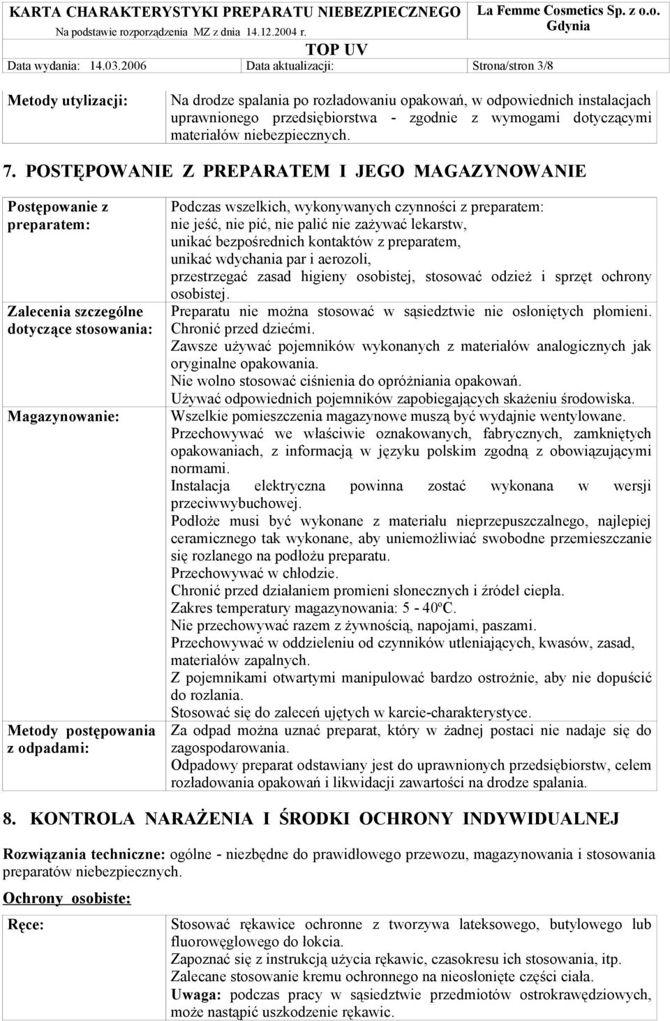 materiałów niebezpiecznych. 7.