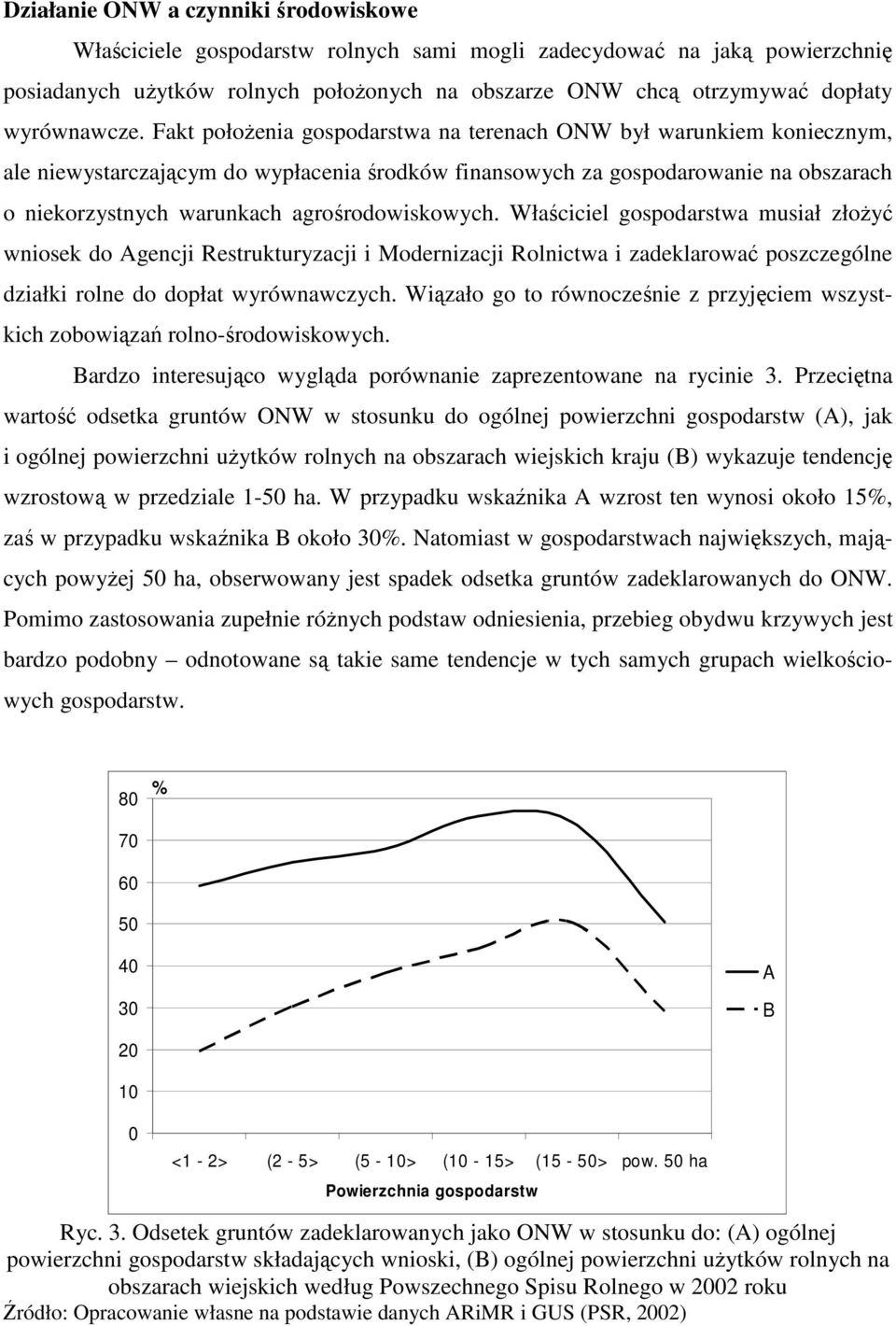 Fakt połoŝenia gospodarstwa na terenach ONW był warunkiem koniecznym, ale niewystarczającym do wypłacenia środków finansowych za gospodarowanie na obszarach o niekorzystnych warunkach