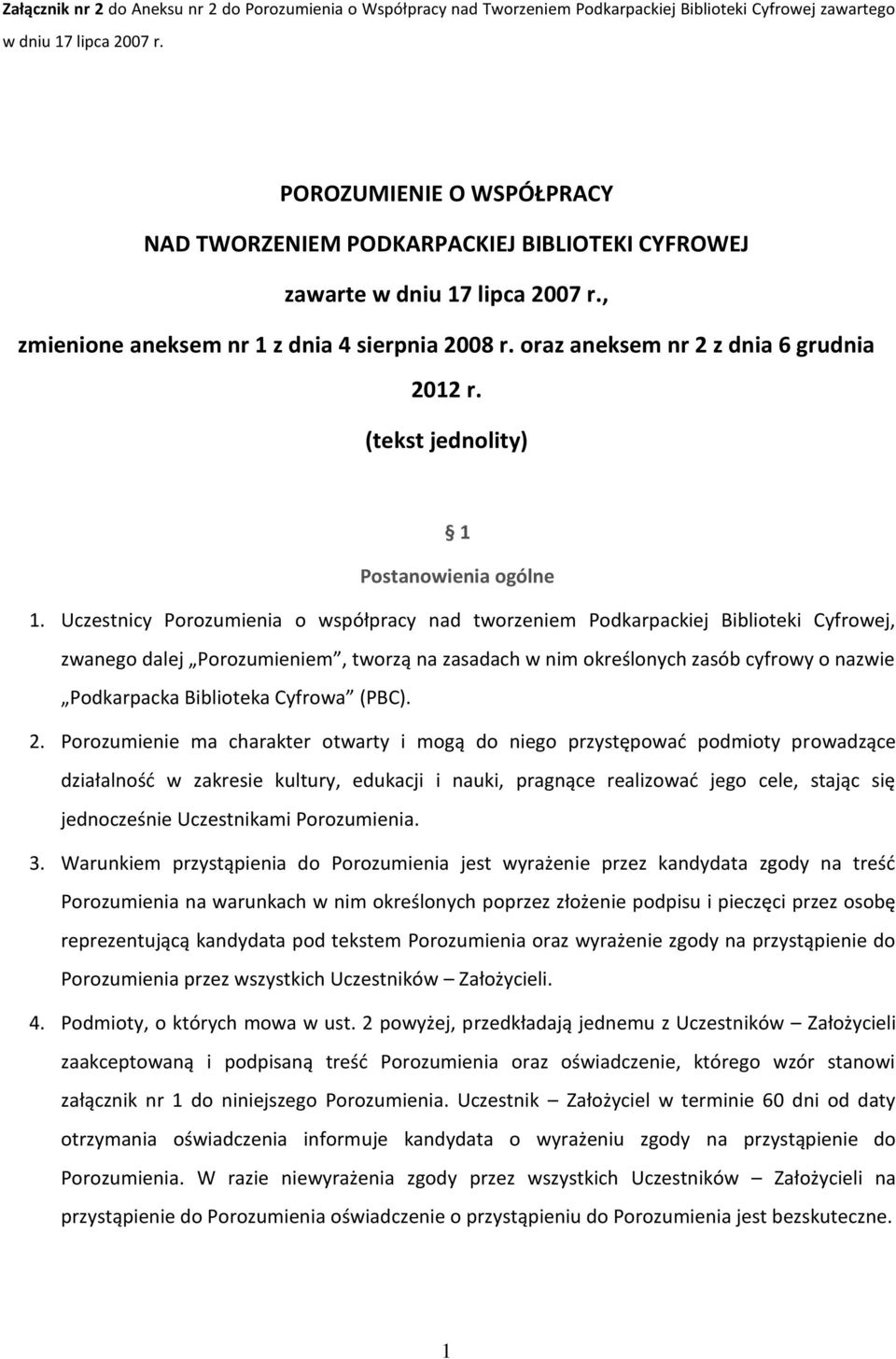 (tekst jednolity) 1 Postanowienia ogólne 1.