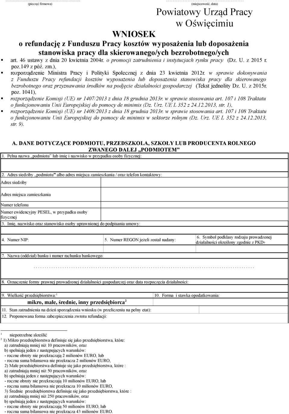 ), rozporządzenie Ministra Pracy i Polityki Społecznej z dnia 23 kwietnia 2012r.