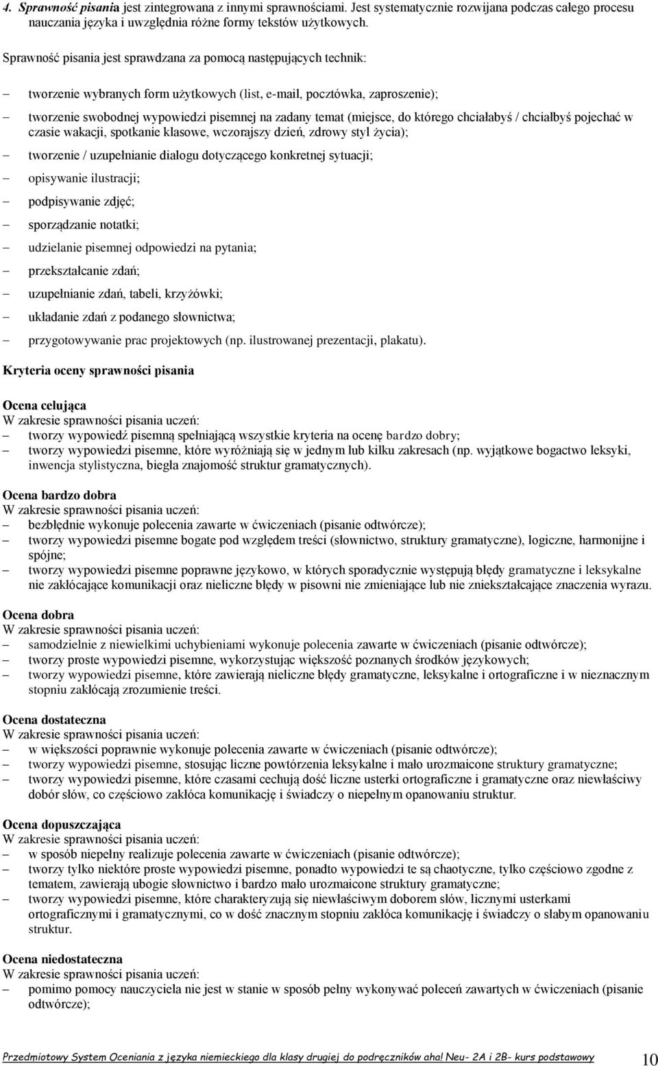 (miejsce, do którego chciałabyś / chciałbyś pojechać w czasie wakacji, spotkanie klasowe, wczorajszy dzień, zdrowy styl życia); tworzenie / uzupełnianie dialogu dotyczącego konkretnej sytuacji;