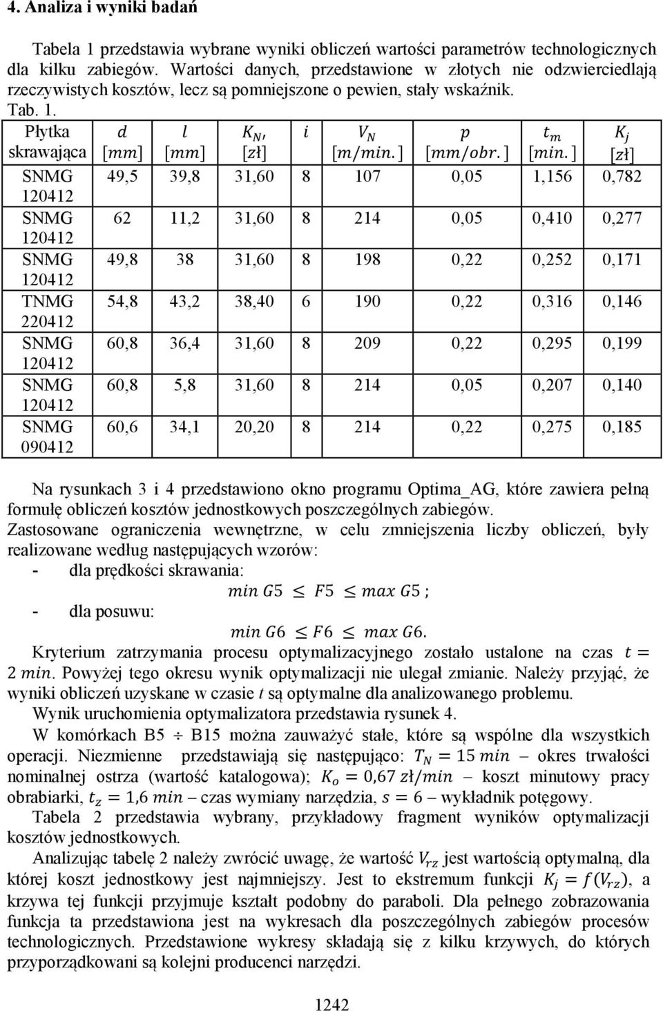 Płytka skrawająca, -, -, -, -, -, -, - SNMG 49,5 39,8 31,60 8 107 0,05 1,156 0,782 120412 SNMG 62 11,2 31,60 8 214 0,05 0,410 0,277 120412 SNMG 49,8 38 31,60 8 198 0,22 0,252 0,171 120412 TNMG 54,8