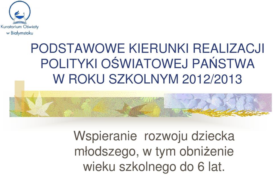 2012/2013 Wspieranie rozwoju dziecka