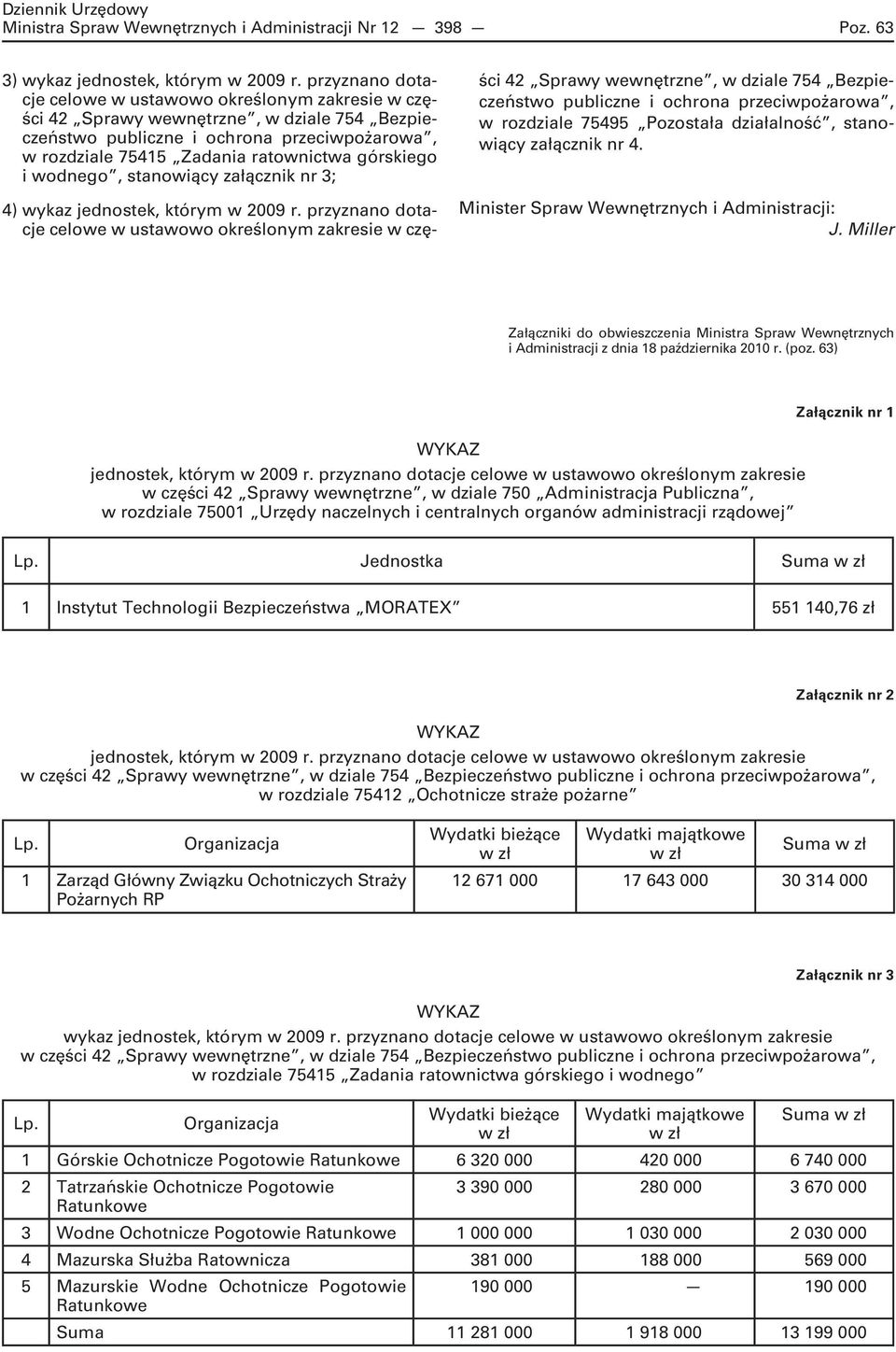 i wodnego, stanowiący załącznik nr 3; 4) wykaz jednostek, którym w 2009 r.