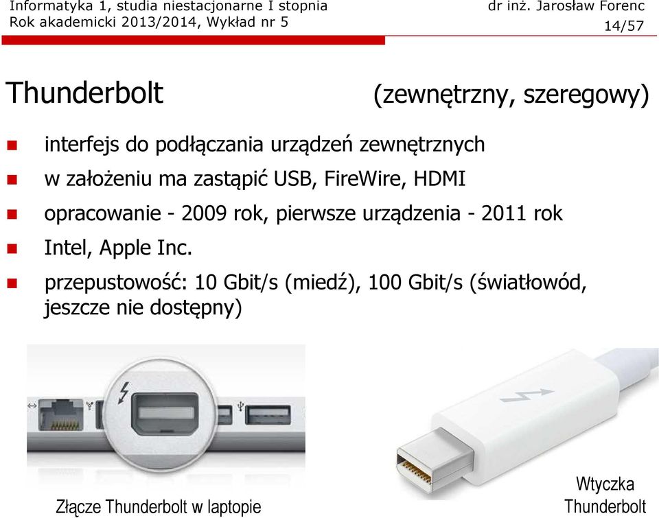 2009 rok, pierwsze urządzenia - 2011 rok Intel, Apple Inc.