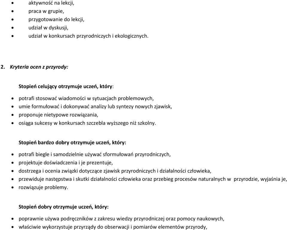 nietypowe rozwiązania, osiąga sukcesy w konkursach szczebla wyższego niż szkolny.