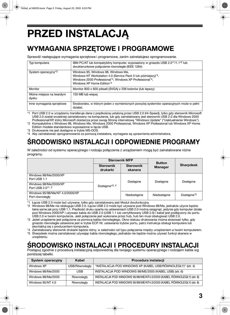 * lub dwukierunkowe połączenie równoległe (IEEE 8) Windows 95, Windows 98, Windows Me, Windows NT Workstation.